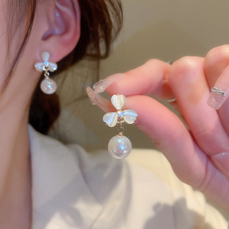 Opal Clover Pearl Earrings for Women