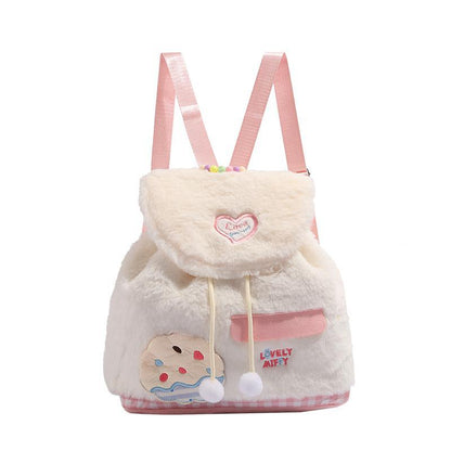 Autumn and winter fluffy backpack purse mini, fashionable female sweet plush backpack small, versatile student bag, toddler purse