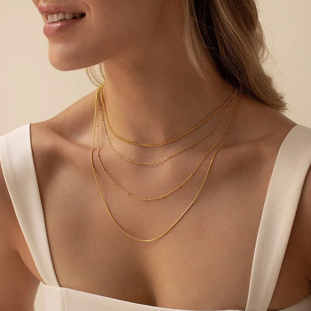 Four Layered Bead Chain Necklaces Women