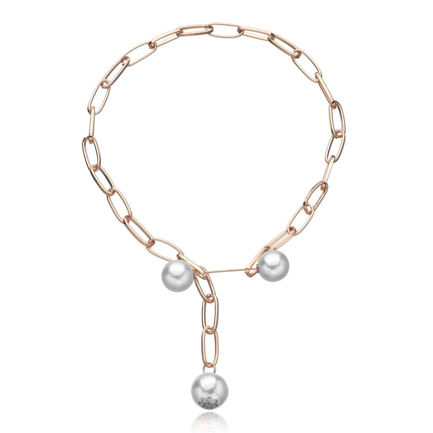 Exaggerated Brooch Pearl Pendant Multi Layer Necklace