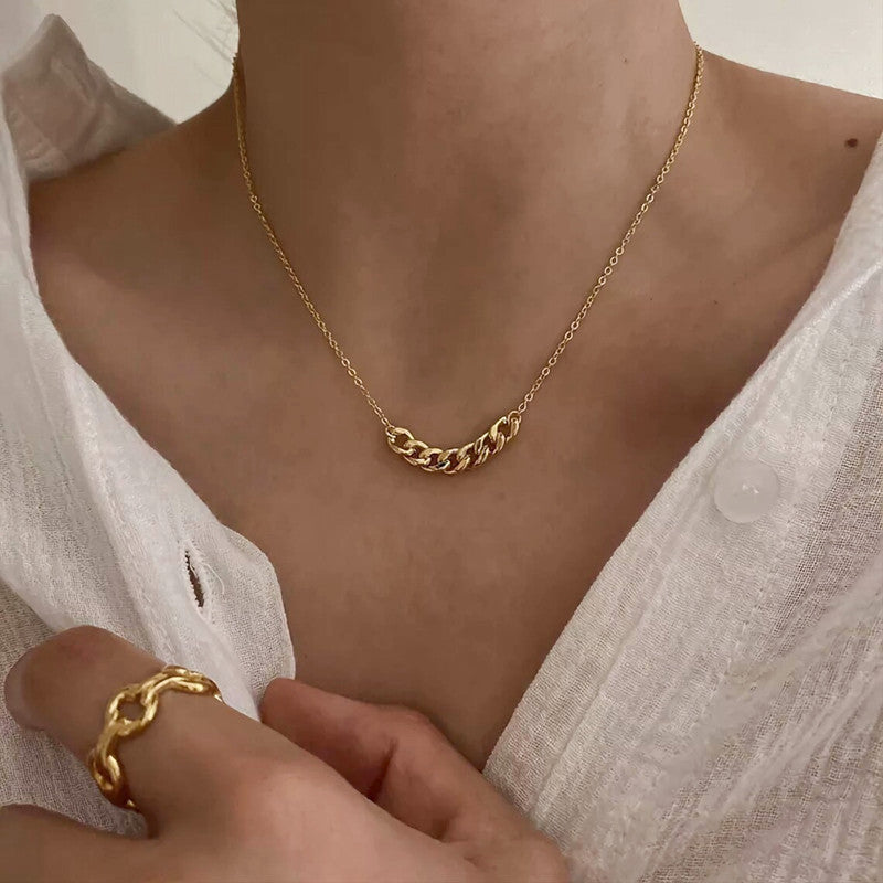 Thick Cuban Chain Necklaces Geometric Curb Link