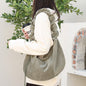 Canvas hobo bag, casual pleated shoulder bag, drawstring corduroy shoulder bag