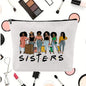 Linen printed cosmetic bag, cosmetic lipstick storage bag, small simple zipper evening clutch bag,