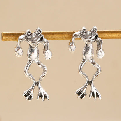 Personality Punk Frog Stud Earrings Detachable Cute 3D Animal Earrings