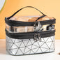 Multifunctional double-layer cosmetic bag, transparent storage bag, travel portable tote bag, large-capacity waterproof toilet bag