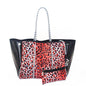 Camo Leopard Black Print Beach Tote – Women’s Neoprene Travel Bag, Diving Fabric Casual Handbag