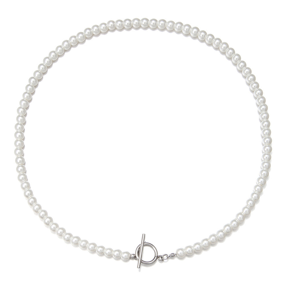 Faux Pearl Beaded Choker Necklace