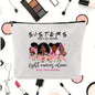 Linen printed cosmetic bag, cosmetic lipstick storage bag, small simple zipper evening clutch bag,