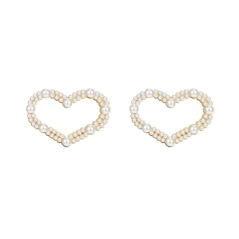 Vintage Pearl Heart Stud Earrings