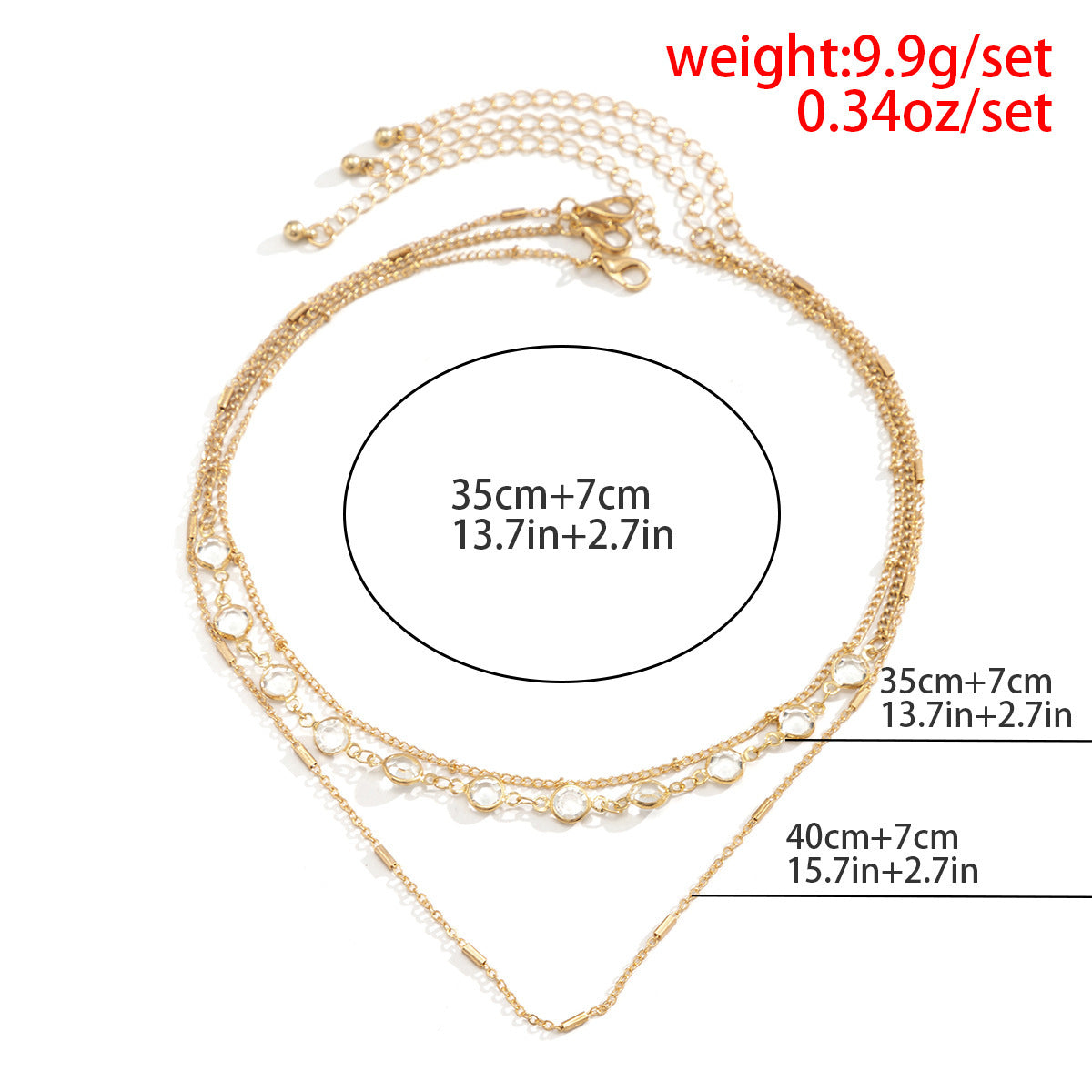 Crystal Layer Paperclip Chain Necklaces
