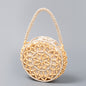 Small round wooden bead bag, hand-woven bag, women's seaside vacation beach bag, beaded small handbag