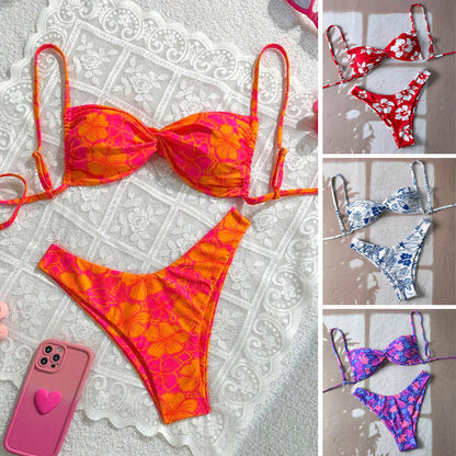 Printed Bikini Swimsuit for Women Sexy Two Piece Set Beach Vacation Swimwear
