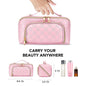 Chessboard double pillow cosmetic bag, multifunctional waterproof toilet bag, makeup bag with compartments,