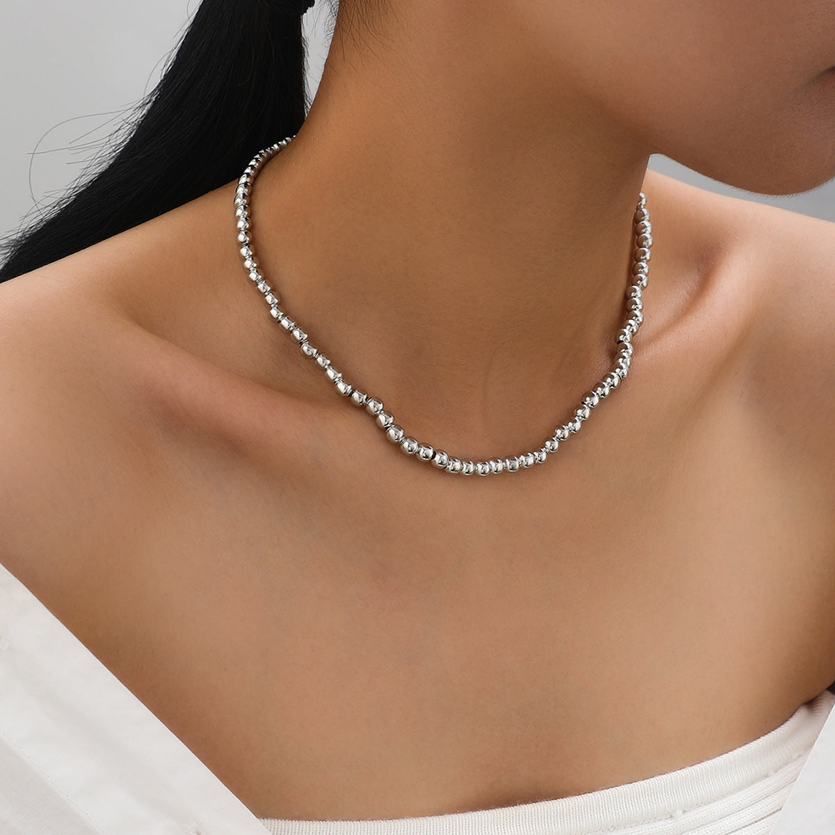 Chain Round Beads Beaded Necklace