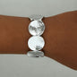 Personality Metal Pleated Geometric Disc Stretch Bracelet Heavy Duty Minimalist