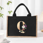 Cotton and linen canvas tote bag, printed letter tote bag, portable light handbag, gift shopping bag