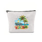 Linen printed cosmetic bag, cosmetic lipstick storage bag, small simple zipper evening clutch bag,