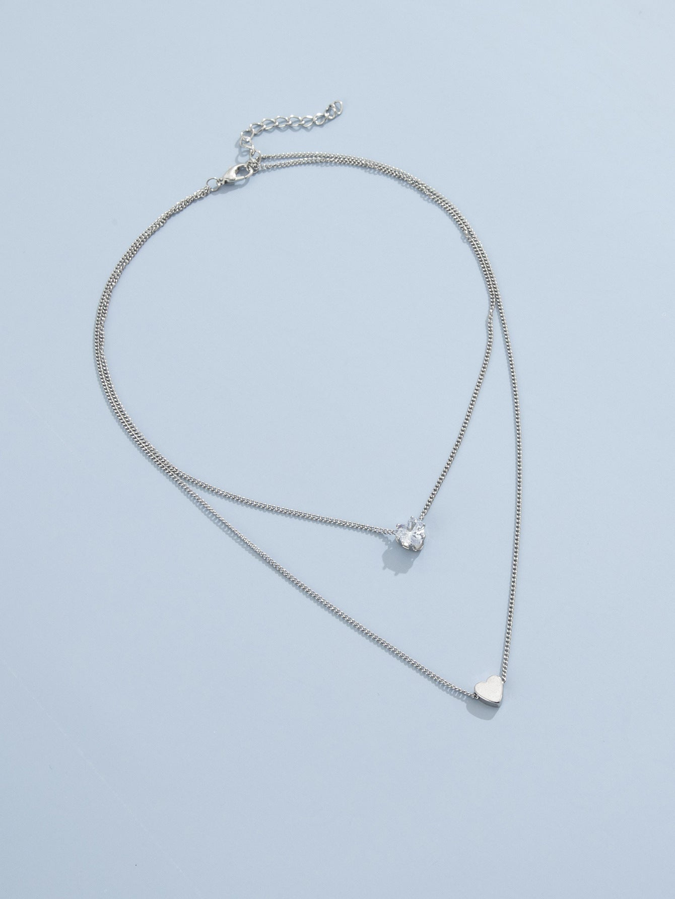 Pearl Heart Pendant Necklace Chain Choker Double Layer