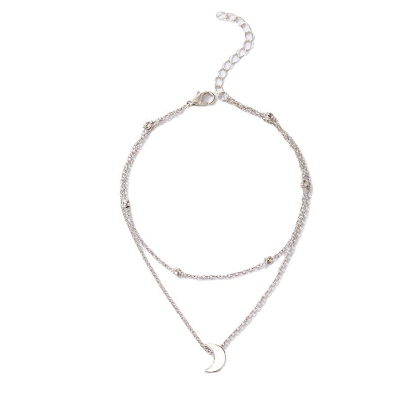 Bohemian Elegant Double Layer Beaded Moon Anklet Jewelry