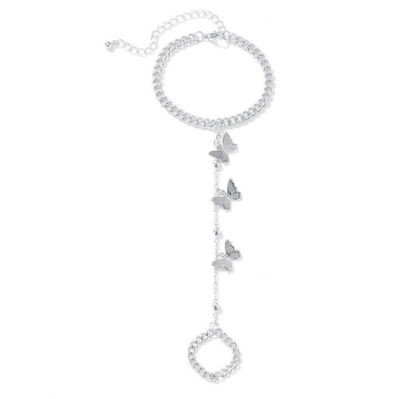 Women butterfly Finger Bracelet Jewelry
