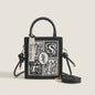 Embroidery small square bag crossbody, versatile casual shoulder bag, Crossbody tote bag small