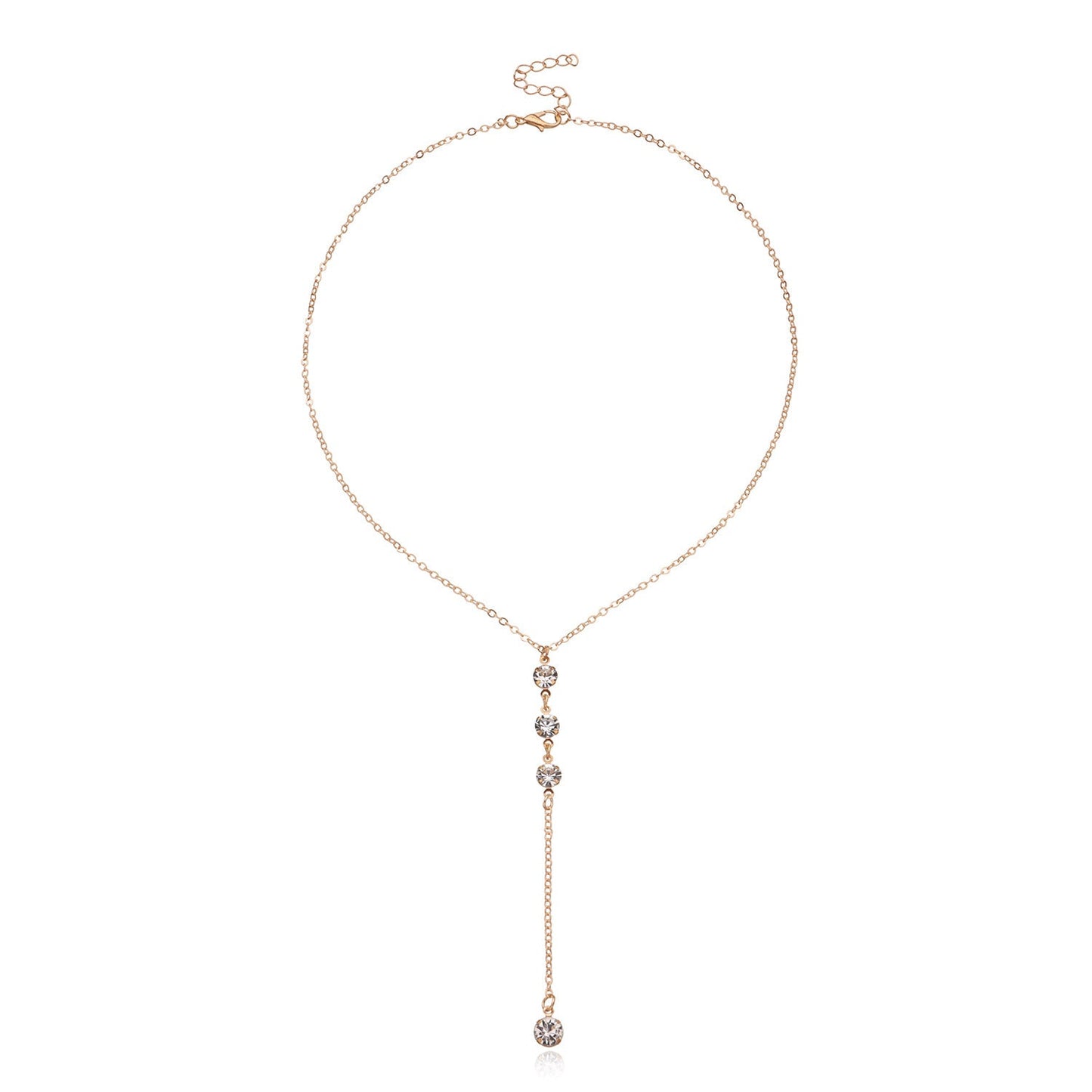 Long Chain Zircon Charm Necklace for Women