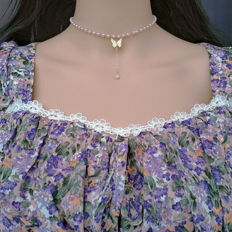 Pearl Butterfly Necklace for Women