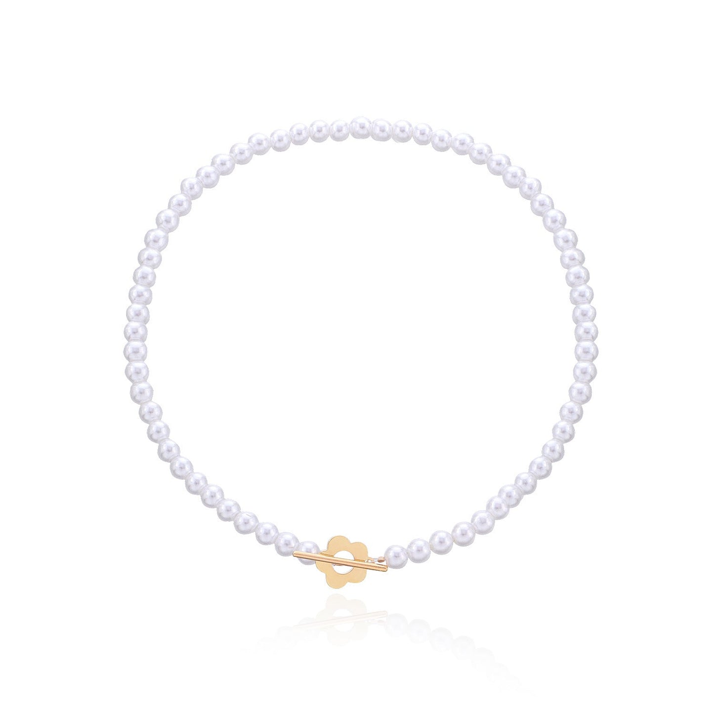 Bohemian Style OT Buckle Flower Shape Pearl Choker Necklace