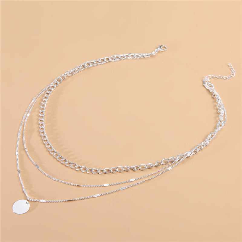 Multi Layer Round Coin Pendant Necklace