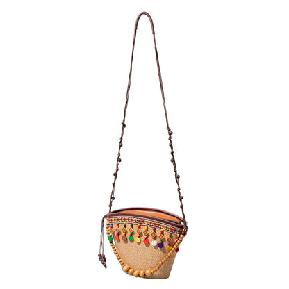 Holiday small straw bag, shoulder bag women's beach bag, small woven bag large capacity handbag hobo