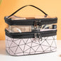 Multifunctional double-layer cosmetic bag, transparent storage bag, travel portable tote bag, large-capacity waterproof toilet bag