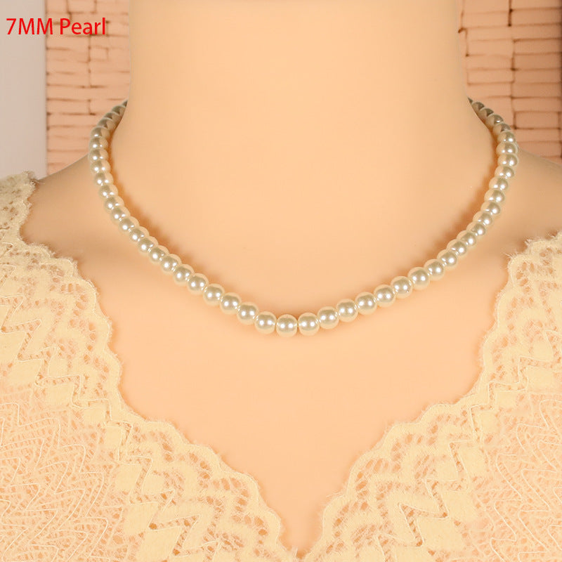 Glass Pearl Necklace Jewelry Summer Choker Jewelry