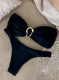 Black Bandeau Bikini Sexy Bowknot Strappy Two Piece Swimsuit Women's Hot Sale