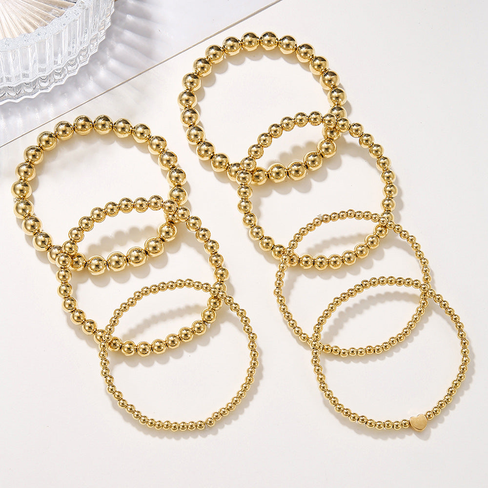 Metallic Bead Stretch Bracelet Set