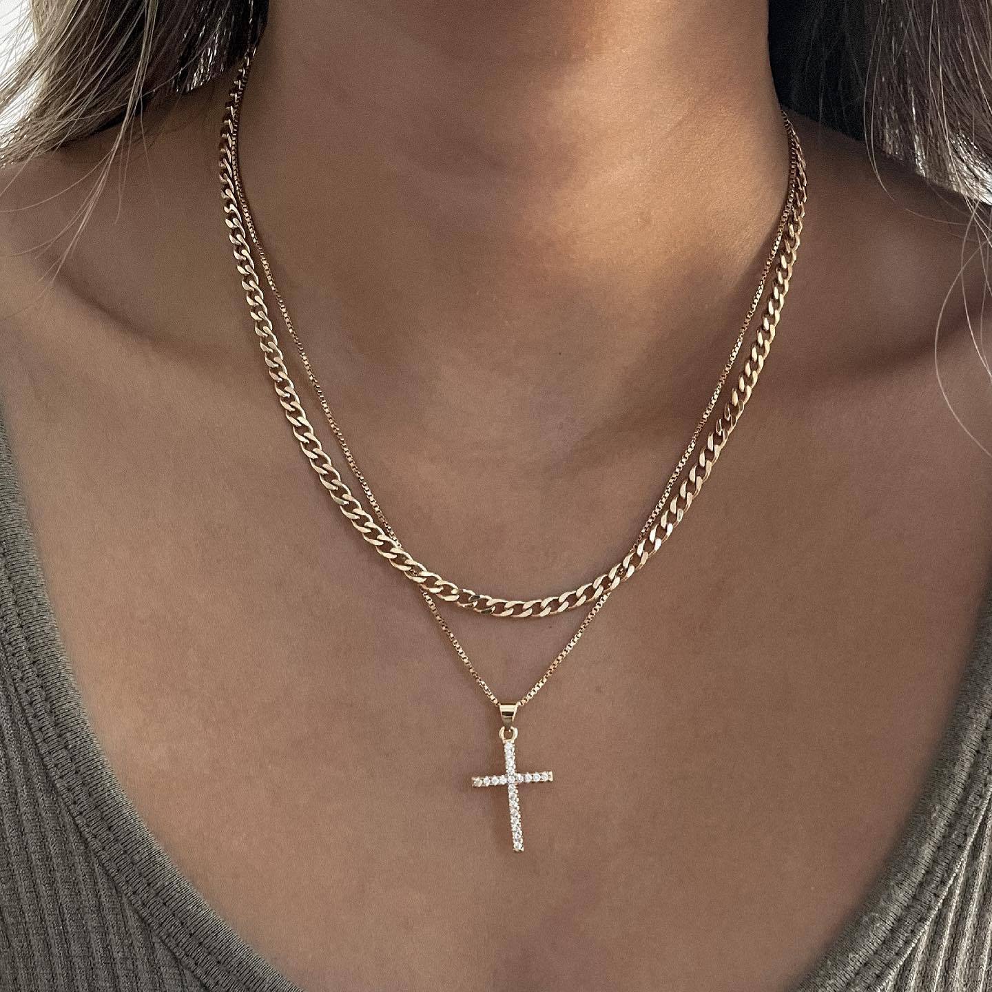 Vintage Gold Plated Double Layer Chain Necklace