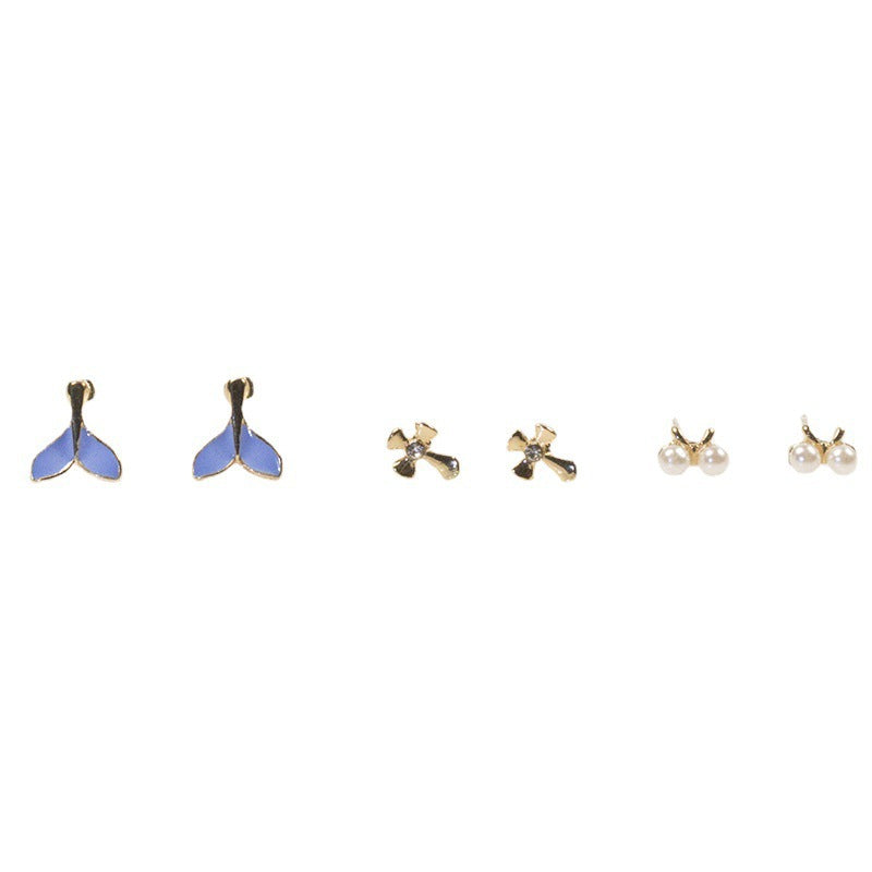 Enamel Mermaid stud earrings set