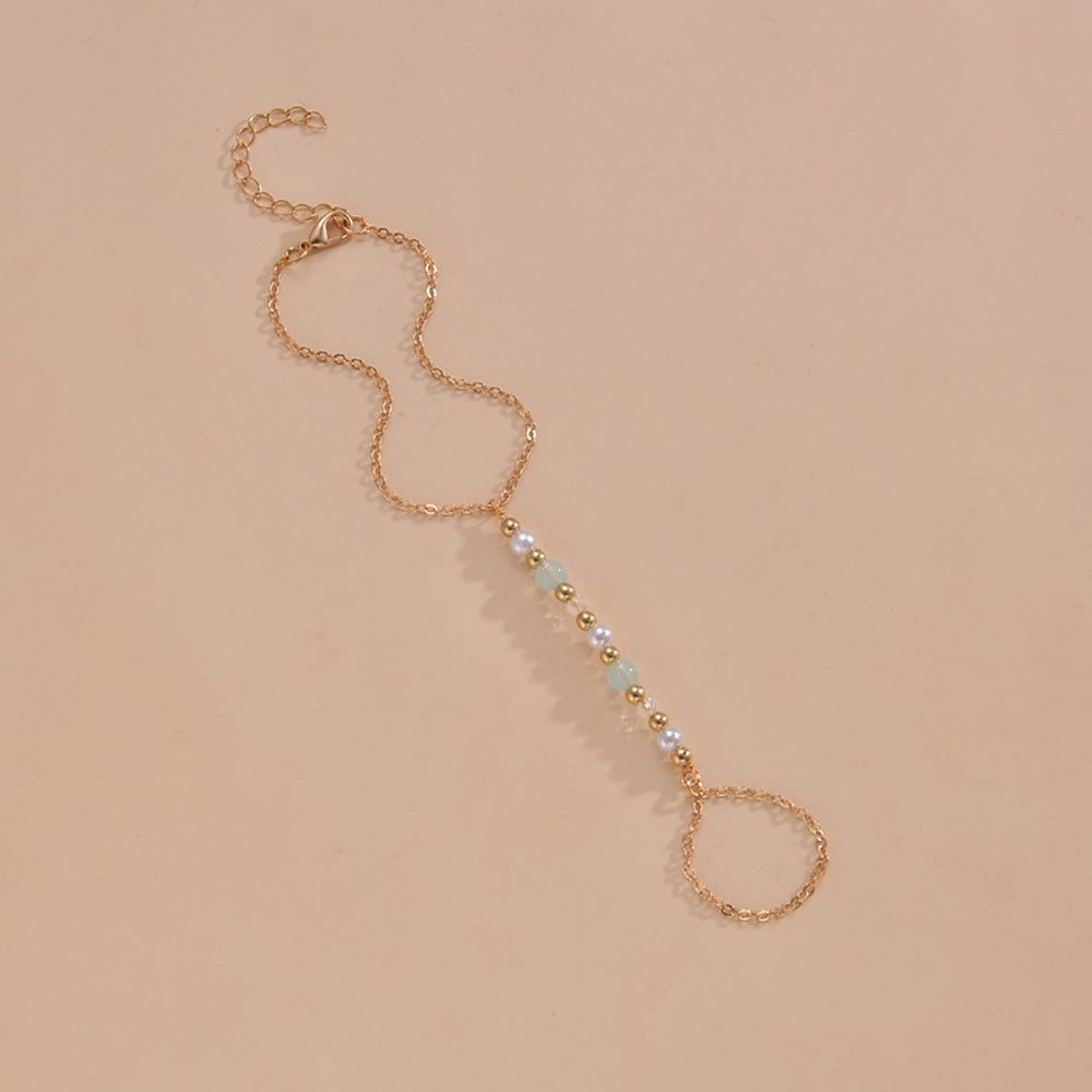 Pearl Finger Bracelets Ring Hand