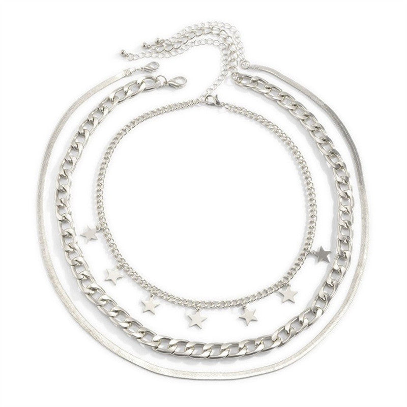 Star Charm Pendants Punk Handmade Multi Layer Chains Necklaces