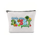 Linen printed cosmetic bag, cosmetic lipstick storage bag, small simple zipper evening clutch bag,