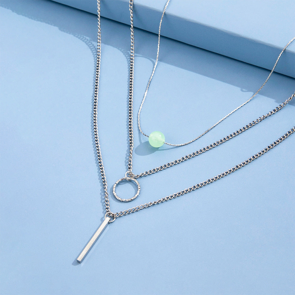 Classic Layer Necklace Set Bar Pendant Women