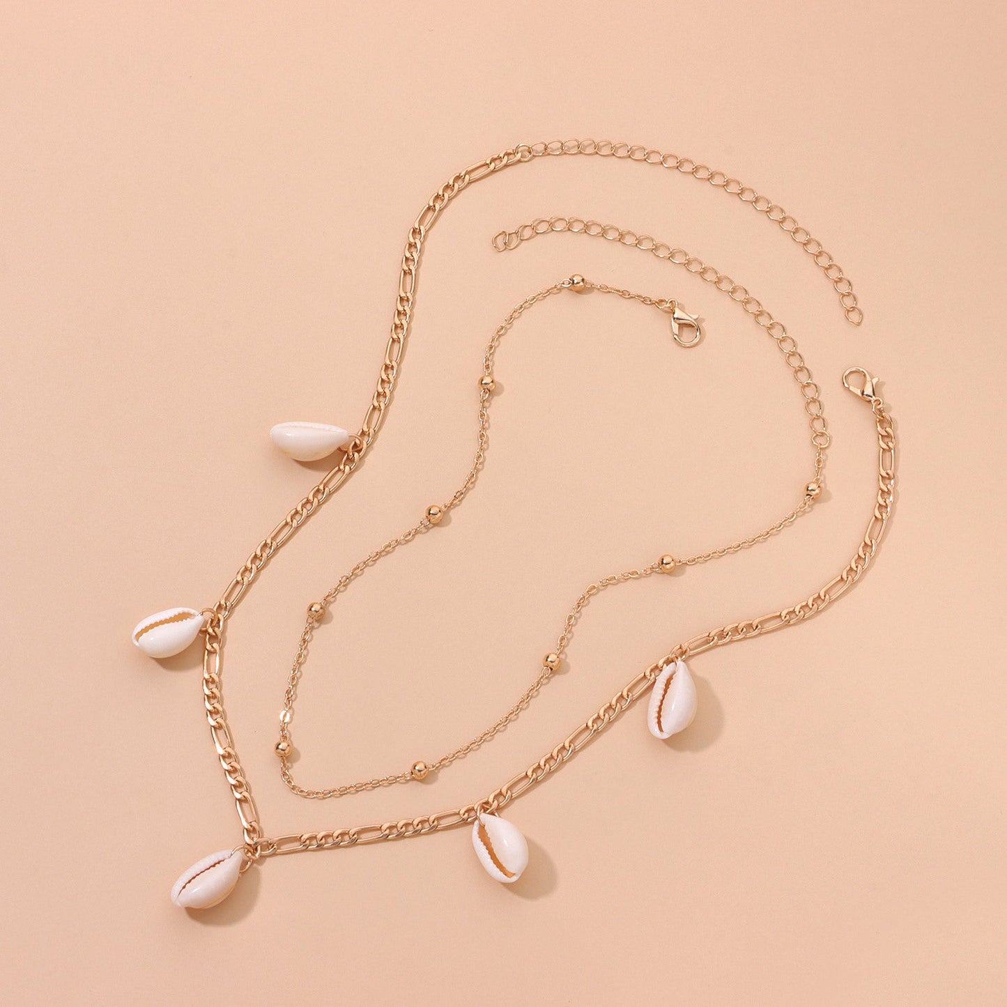 Sea Shell Pendant Bead Chain Choker Necklace