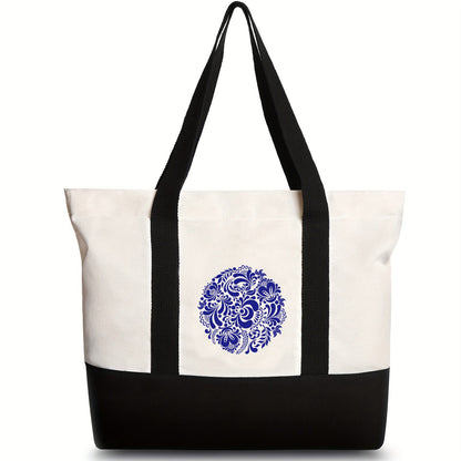 Canvas shoulder bag, large capacity letter print tote bag, women's fashion lightweight portable gift bag