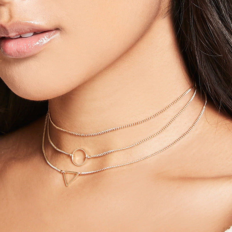 Round Charm Layered Necklace for Women