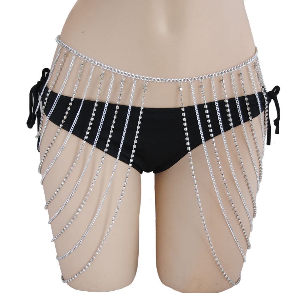 Summer Beach Metal Rhinestone Body Chain Belly Chain