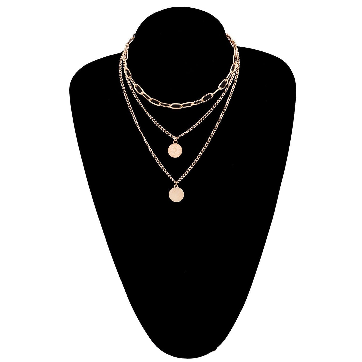 Punk Vintage Layered Portrait Coin Pendant Necklace