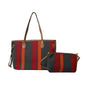 Canvas Striped Letter Print Tote – Large Shoulder & Crossbody Bag, Trendy Versatile Shopper