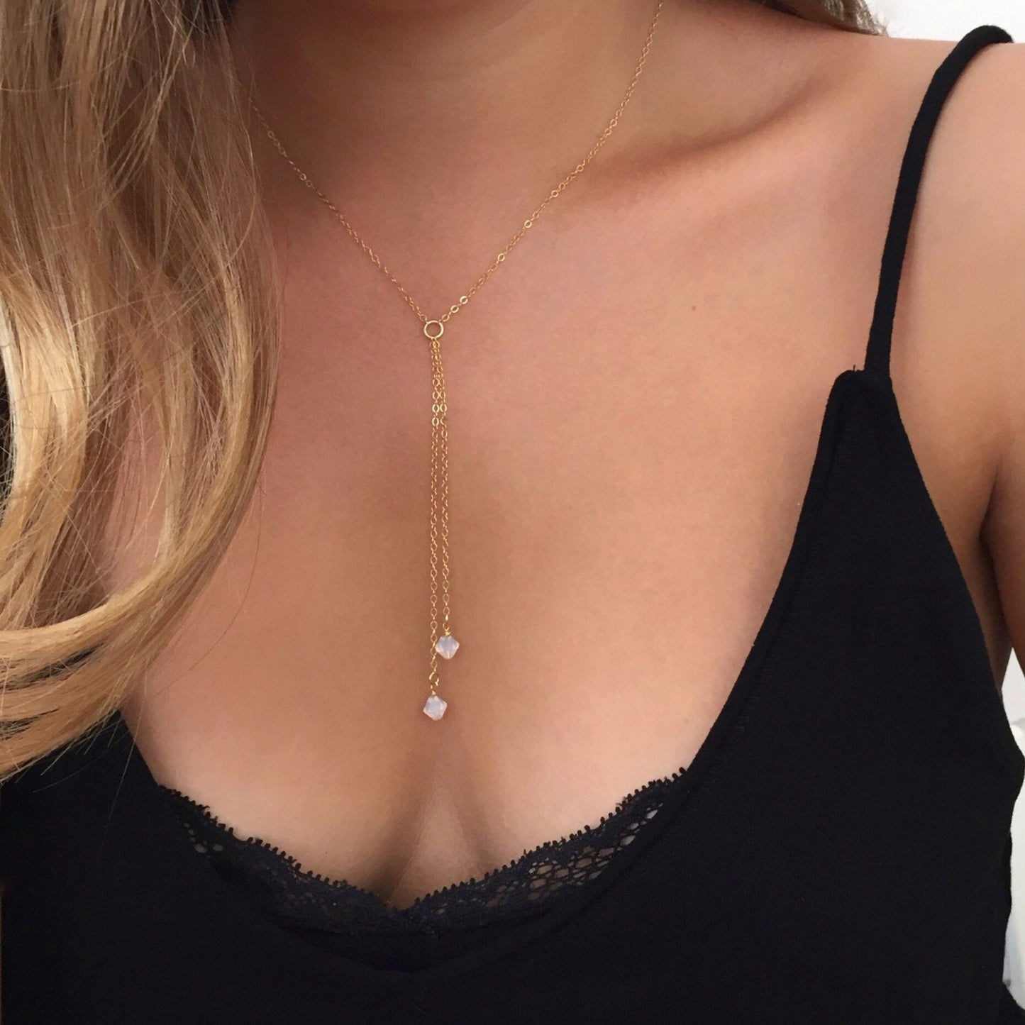 Glass Bead Tassel Necklace
