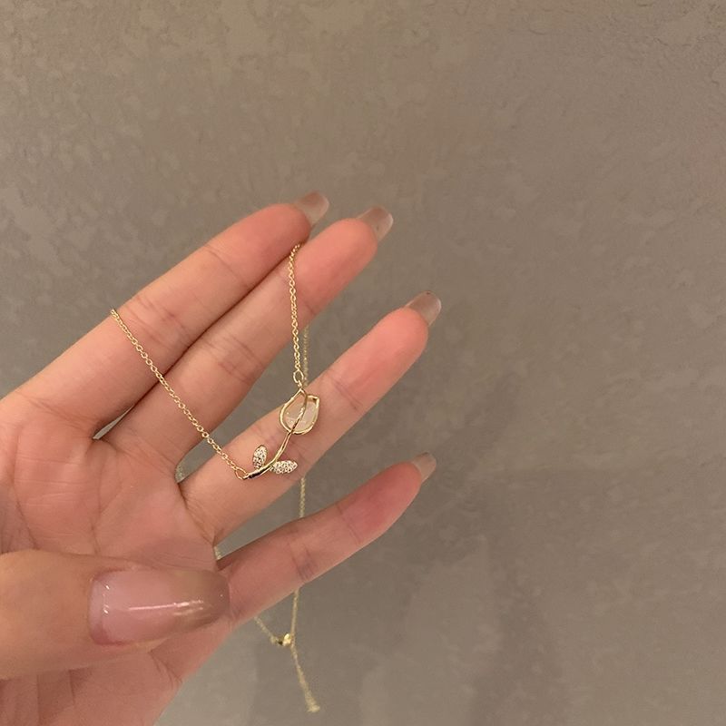 Tulip Rose Flower Pendant Necklace