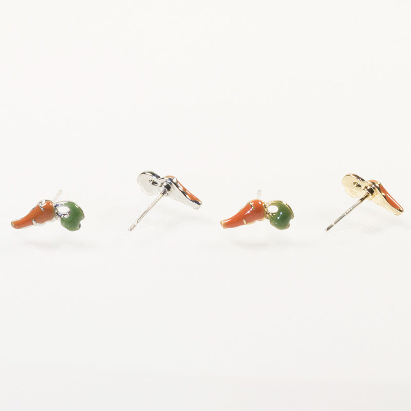 Carrot flower stud earrings set