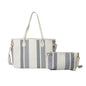 Canvas Striped Letter Print Tote – Large Shoulder & Crossbody Bag, Trendy Versatile Shopper
